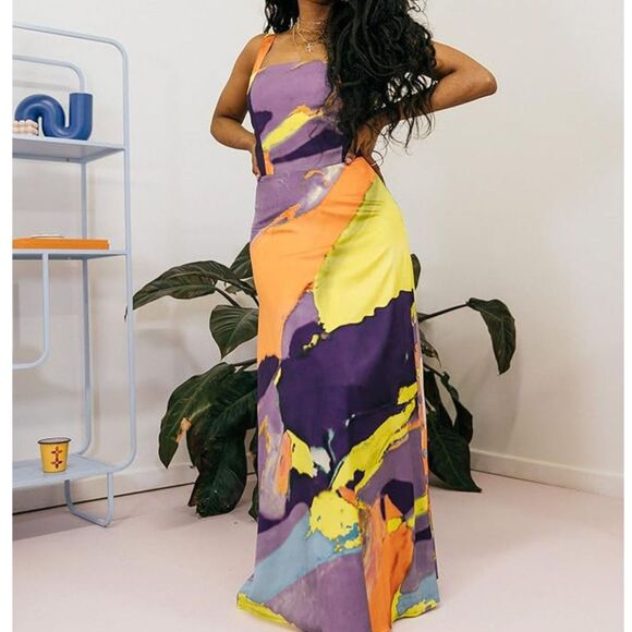 🌈 The Drop Abstract Print Maxi Dress by @Takkunda XXL - Picture 1 of 10